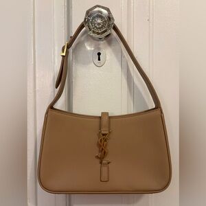 SAINT LAURENT Le 5 à 7 taupe calfskin leather shoulder bag